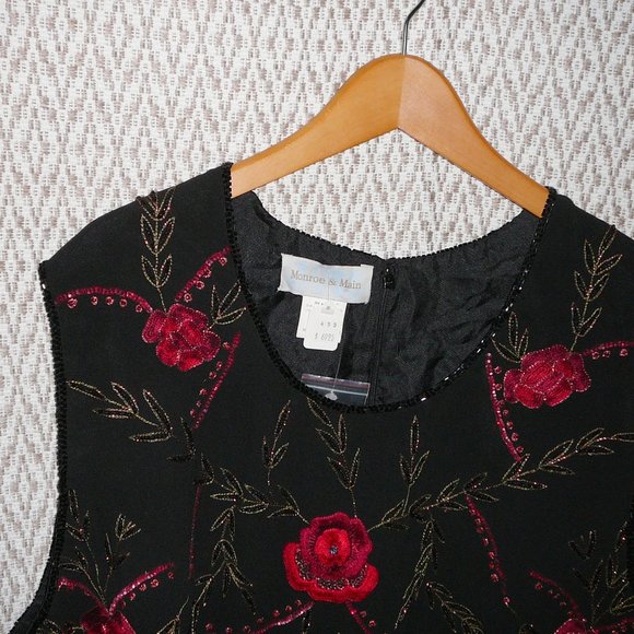 Embroidered Floral Beaded Sleeveless Blouse Evening Holiday size 24W New - Picture 12 of 13
